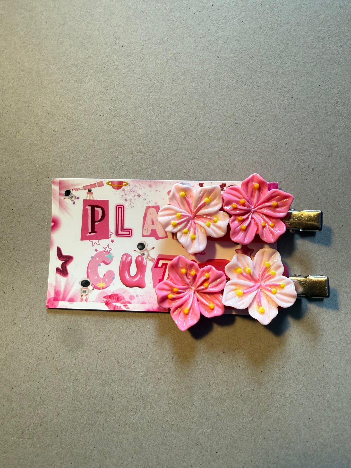 Pink Flower Clips