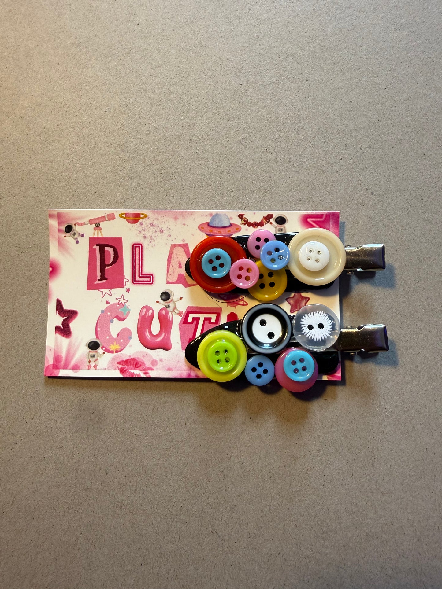 Multi-Colored Button Hair Clips